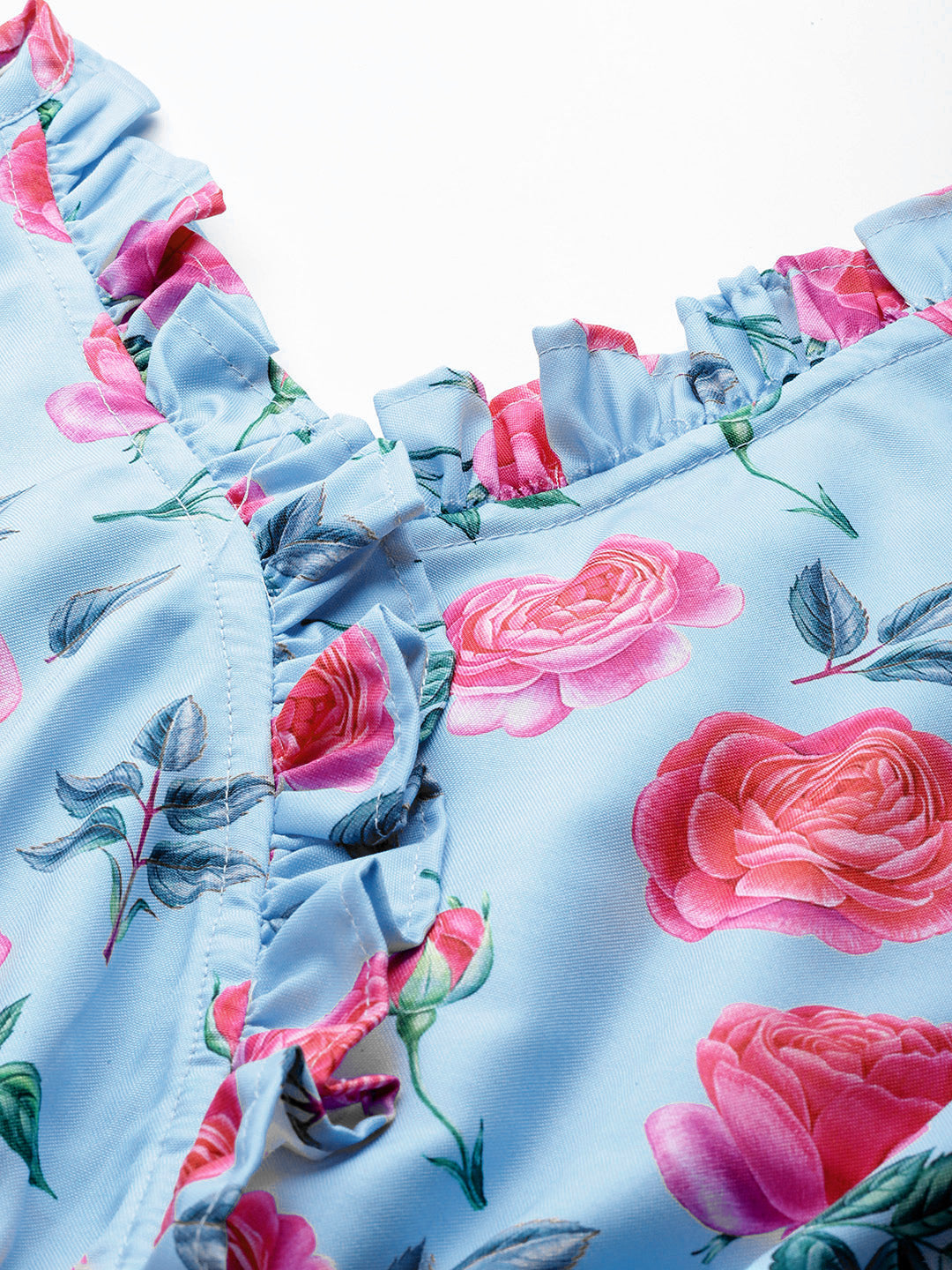 Women Printed crop top with frills