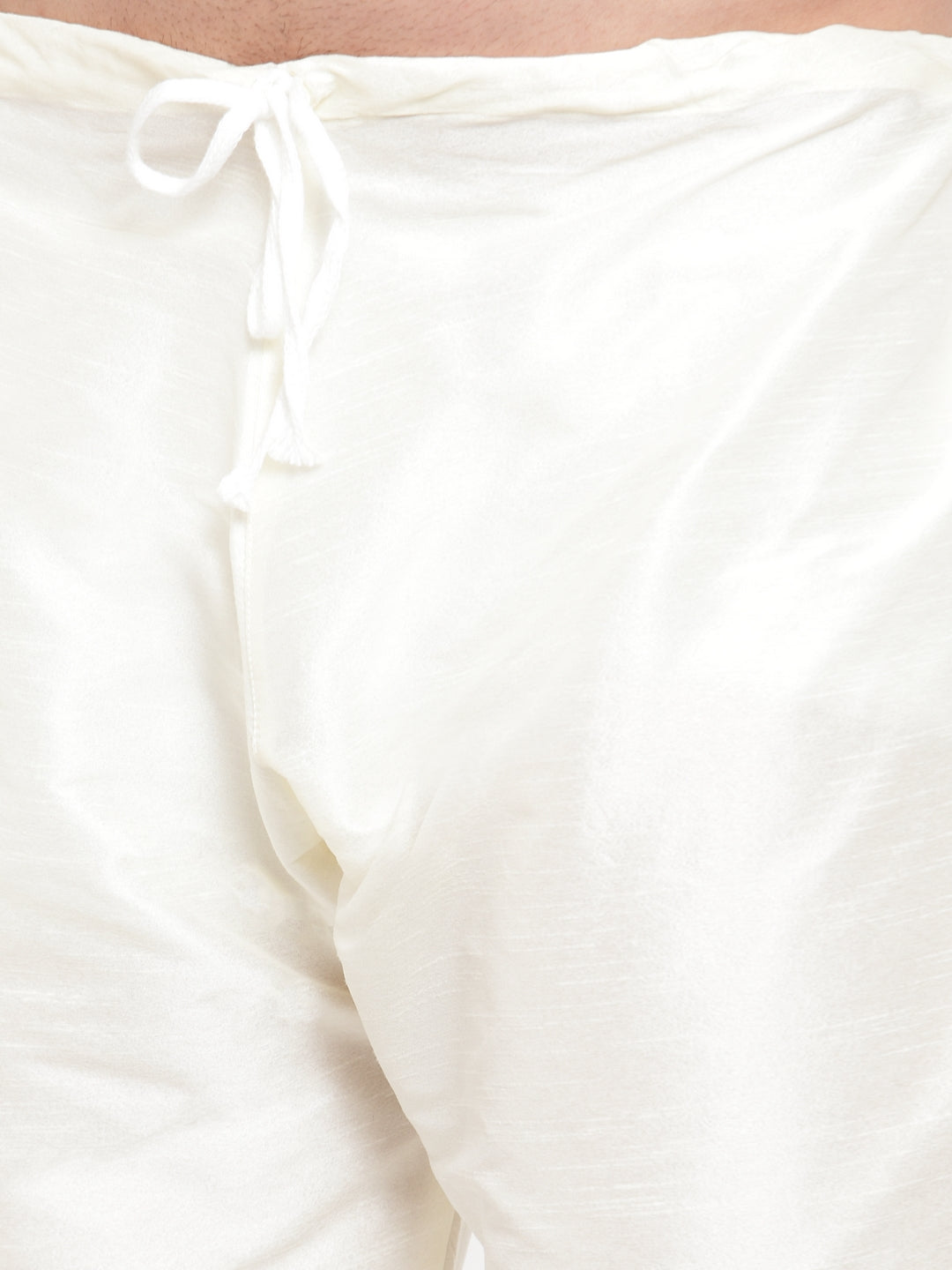 Men Pack of 2 Solid Dupion Silk Pyjamas ( JOCPJ 003Off-White Pack-2 )