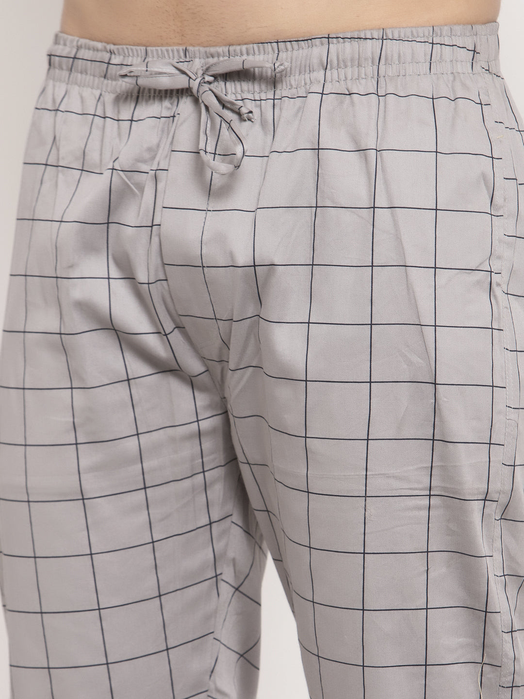 Indian Needle Men's Grey Checked Cotton Track Pants ( JOG 012Grey )