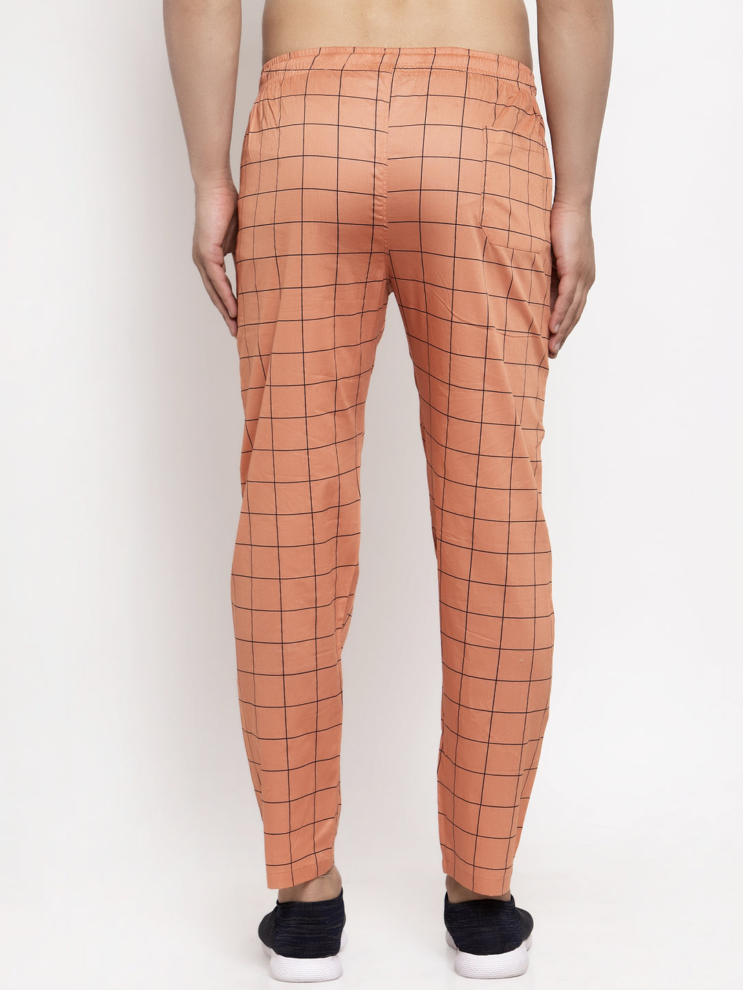 Indian Needle Men's Orange Checked Cotton Track Pants ( JOG 012Orange )