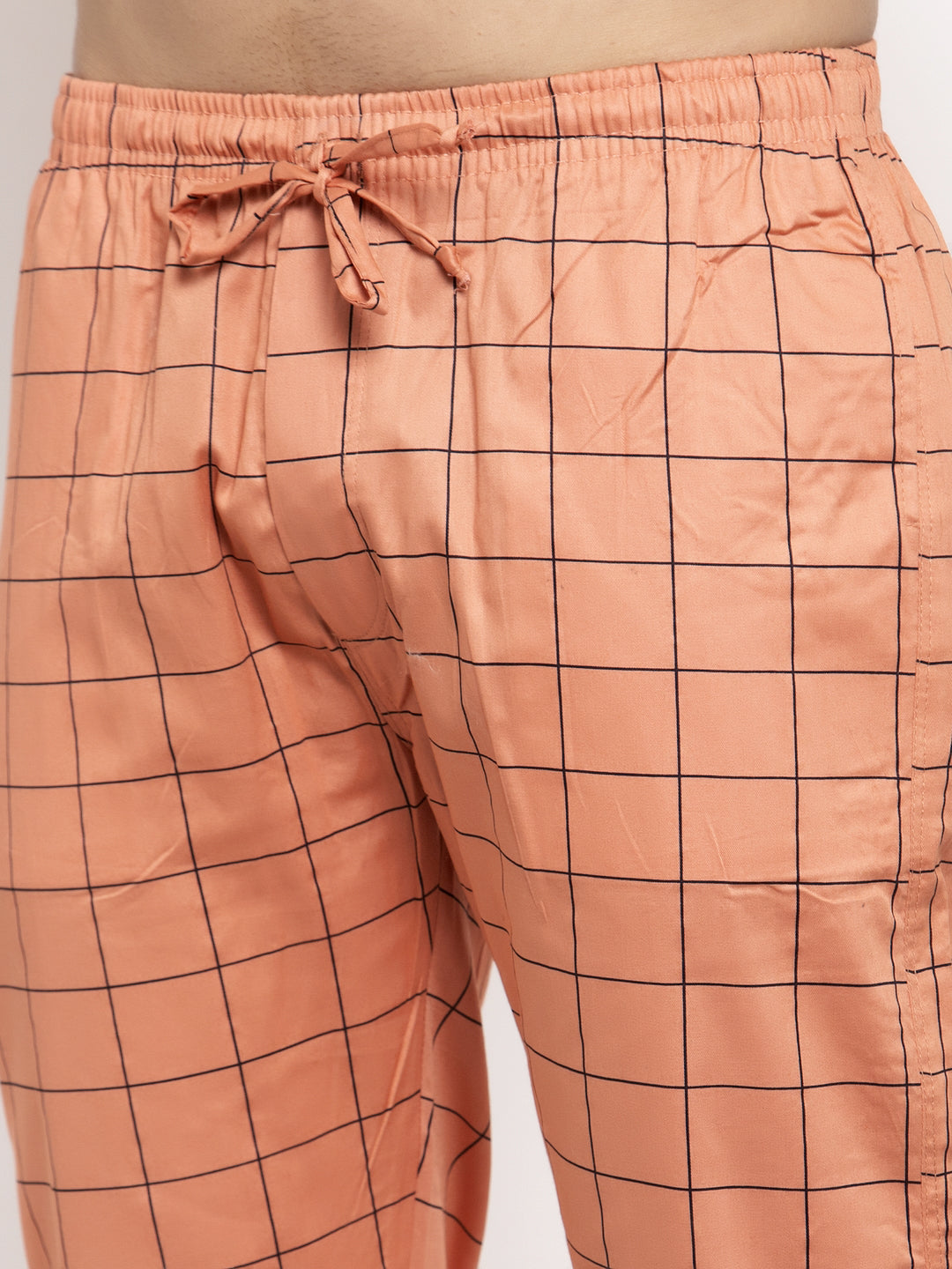 Indian Needle Men's Orange Checked Cotton Track Pants ( JOG 012Orange )