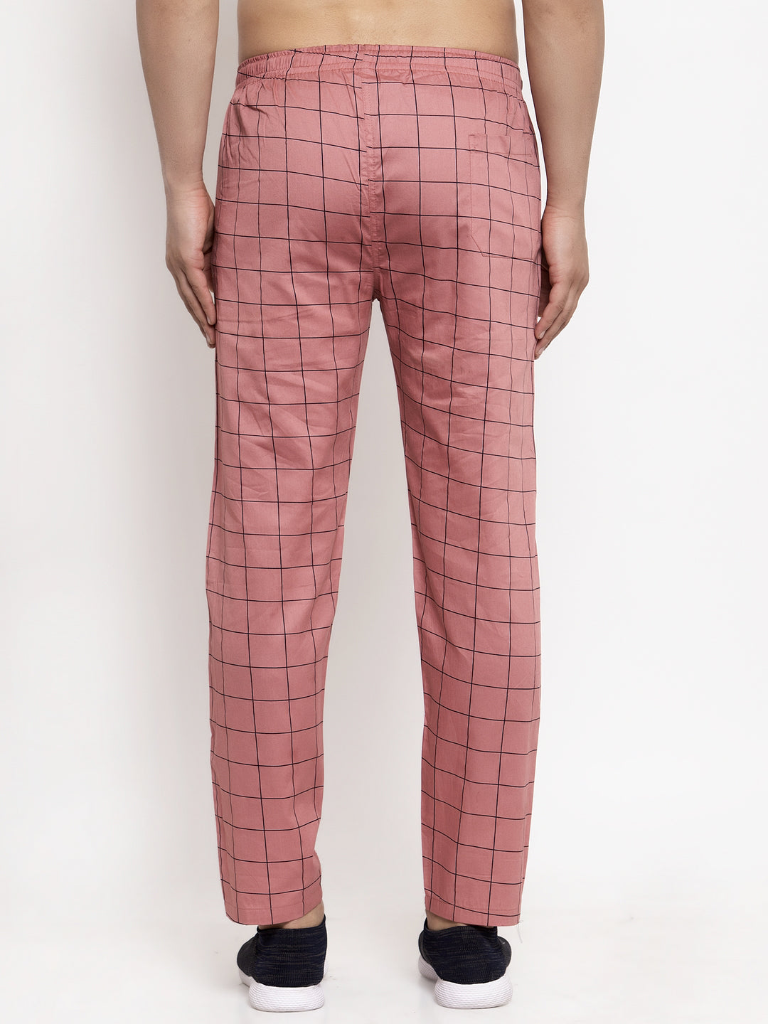 Indian Needle Men's Peach Checked Cotton Track Pants ( JOG 012Peach )