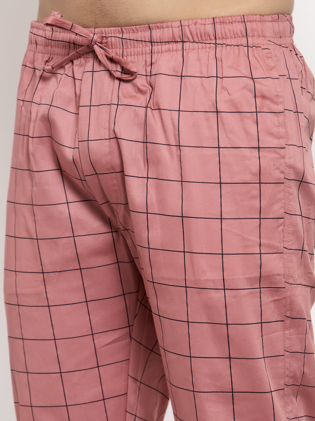 Indian Needle Men's Peach Checked Cotton Track Pants ( JOG 012Peach )