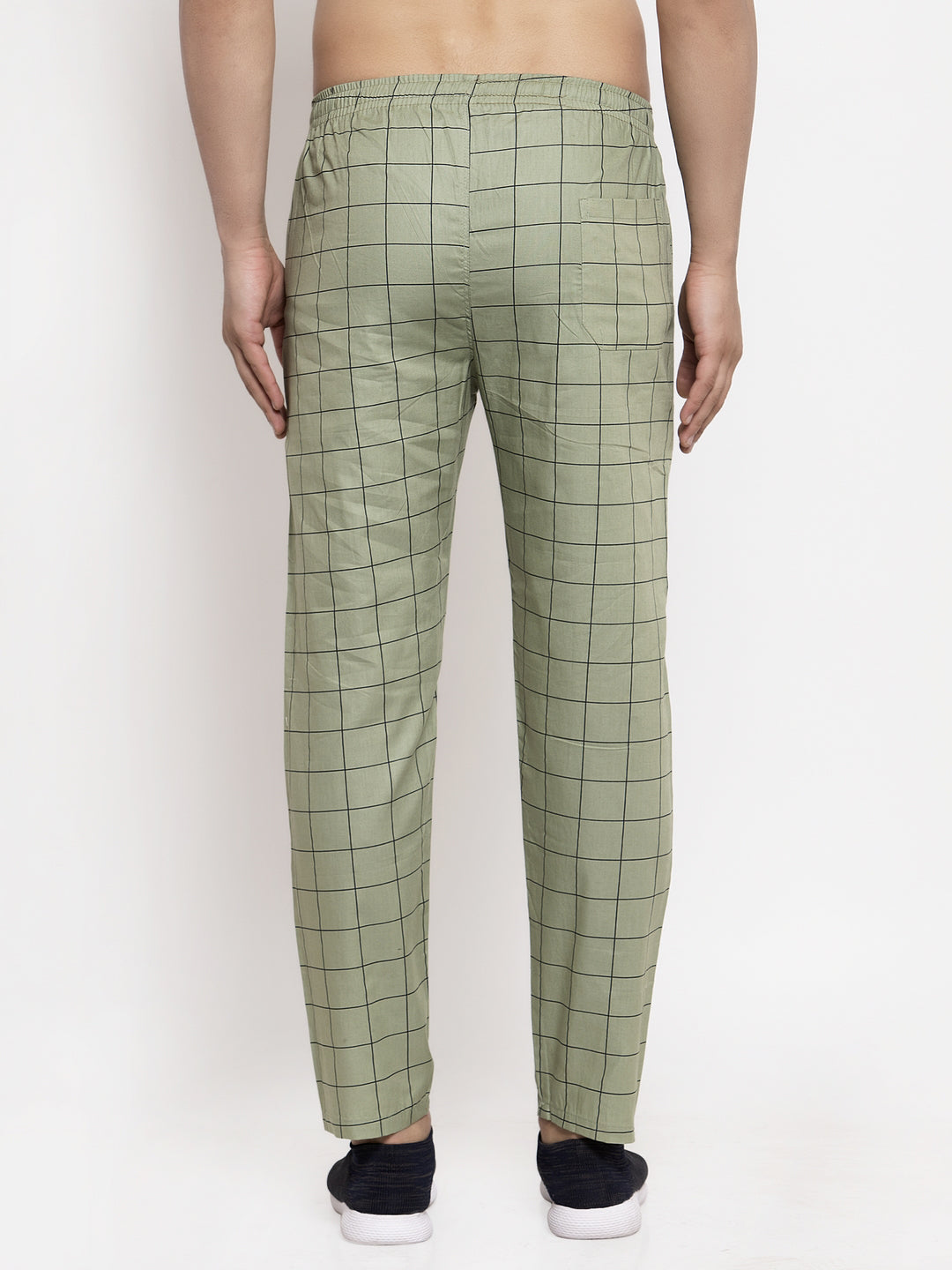 Indian Needle Men's Green Checked Cotton Track Pants ( JOG 012Pista )