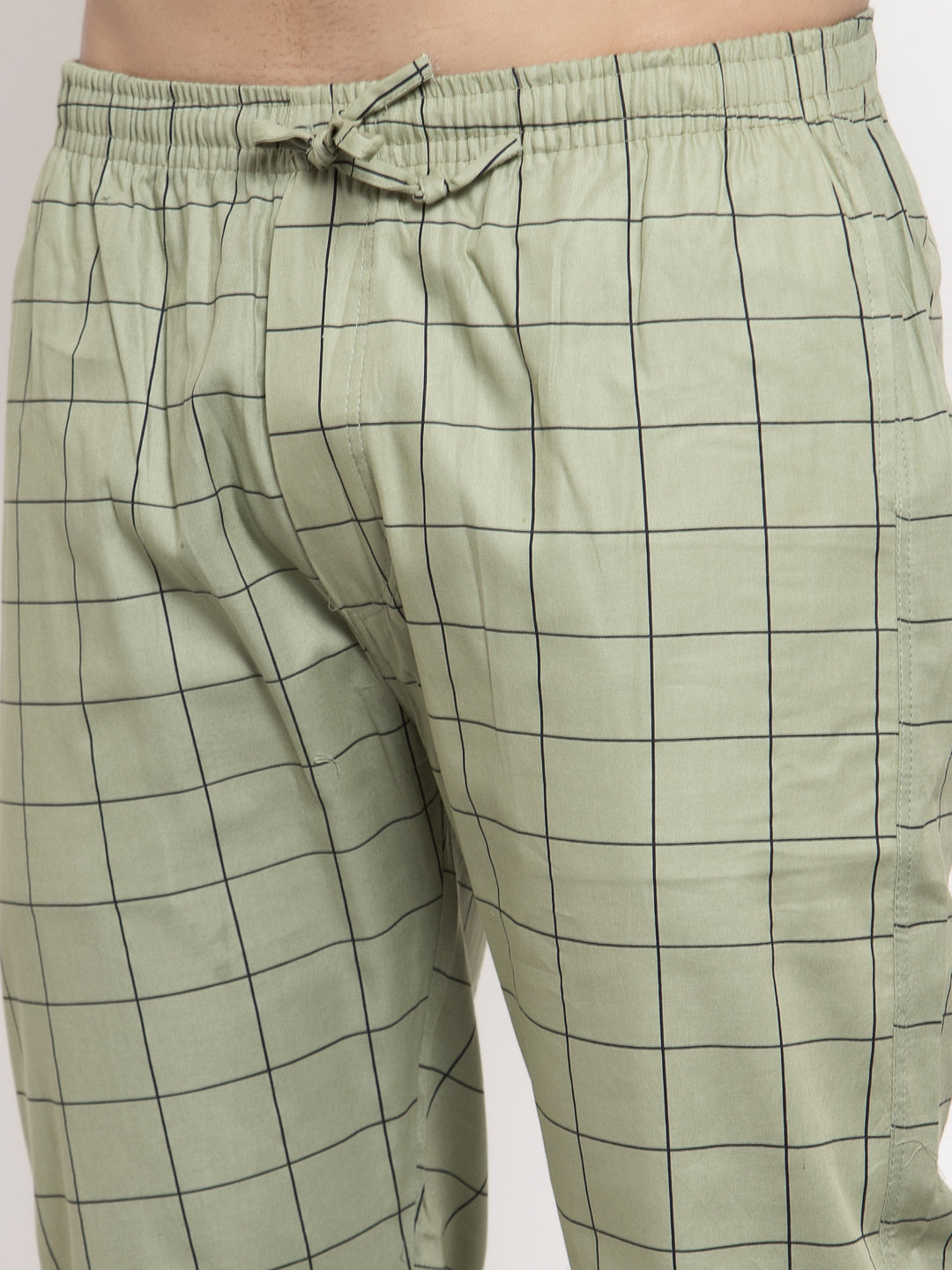 Indian Needle Men's Green Checked Cotton Track Pants ( JOG 012Pista )