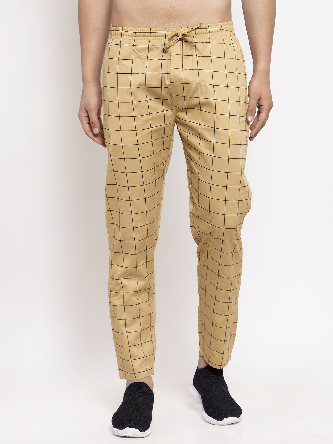 Indian Needle Men's Rust Checked Cotton Track Pants ( JOG 012Rust )
