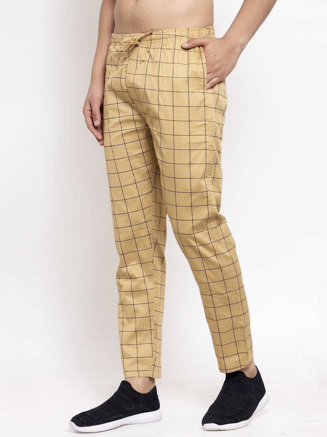 Indian Needle Men's Rust Checked Cotton Track Pants ( JOG 012Rust )