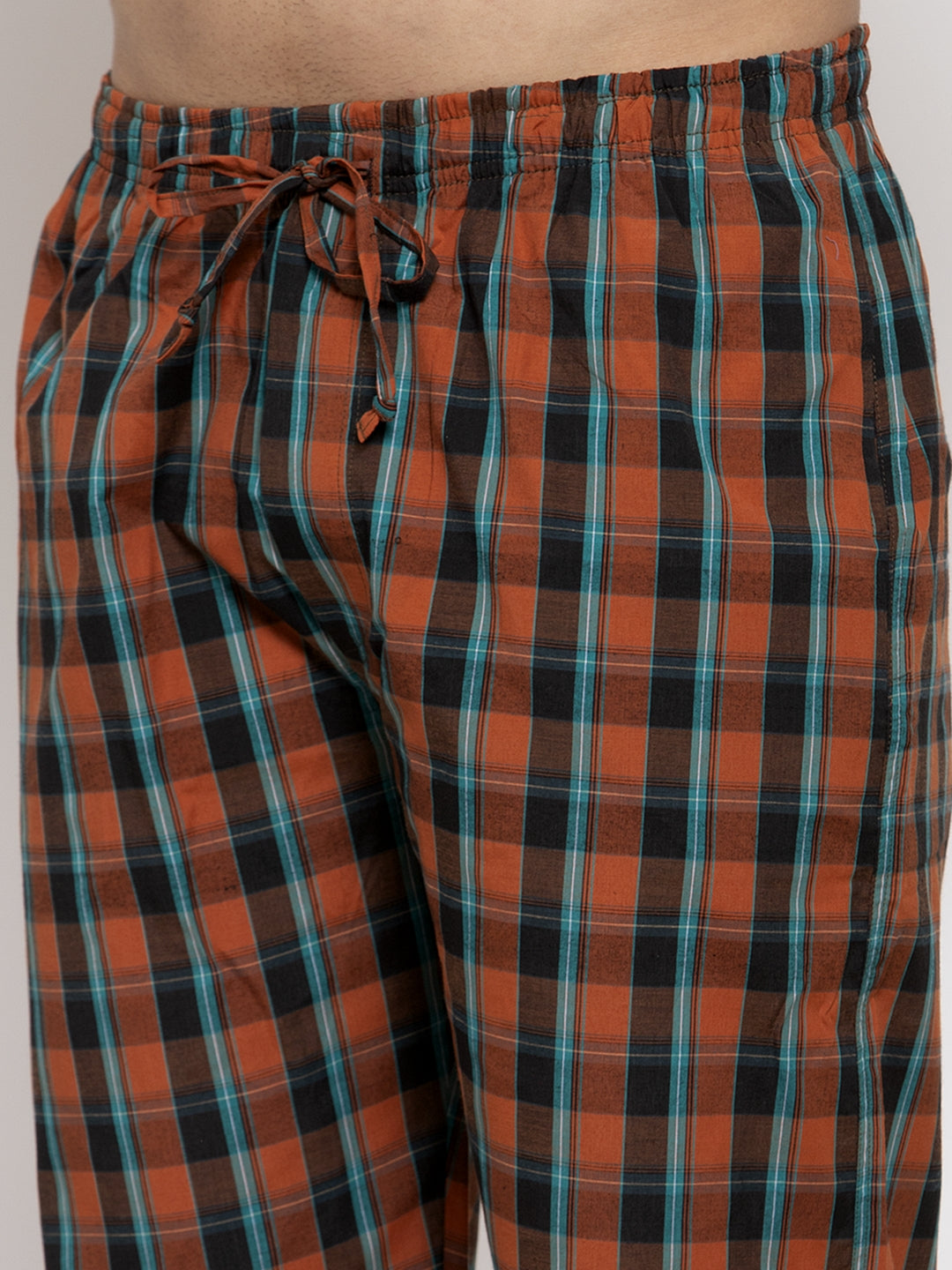 Indian Needle Men's Orange Checked Cotton Track Pants ( JOG 013Orange )