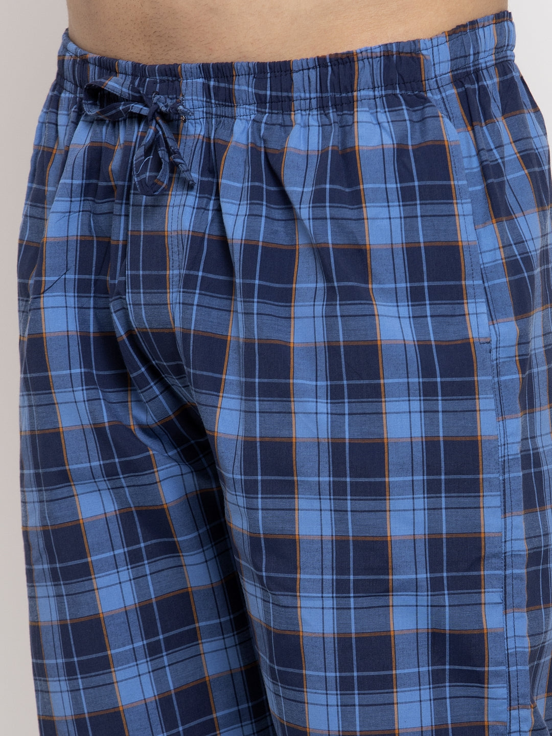 Indian Needle Men's Blue Checked Cotton Track Pants ( JOG 013Royal-Blue )