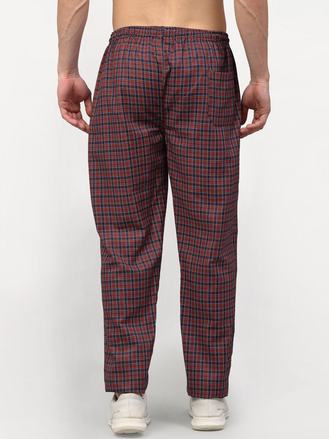 Indian Needle Men's Maroon Cotton Checked Track Pants ( JOG 017Maroon )