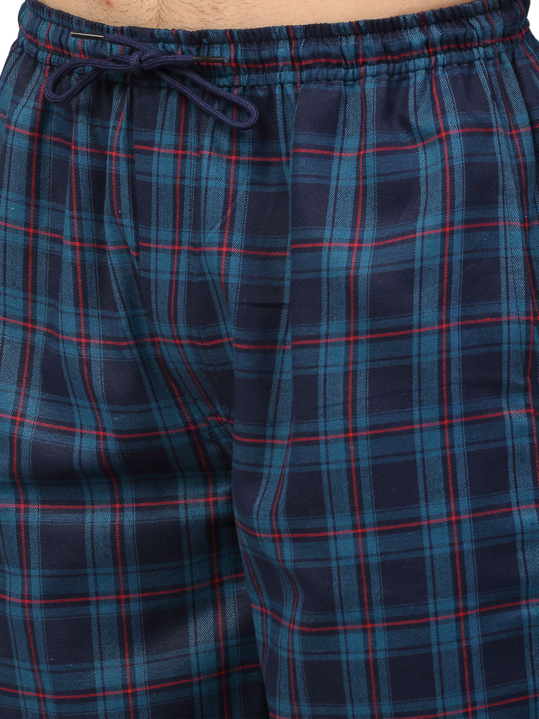 Indian Needle Men's Blue Cotton Checked Track Pants ( JOG 018Blue )