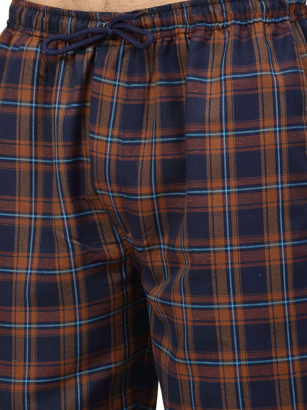 Indian Needle Men's Orange Cotton Checked Track Pants ( JOG 018Orange-Blue )