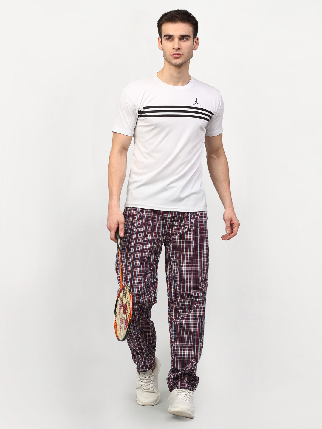 Indian Needle Men's Multicolor Cotton Checked Track Pants ( JOG 019Multi )