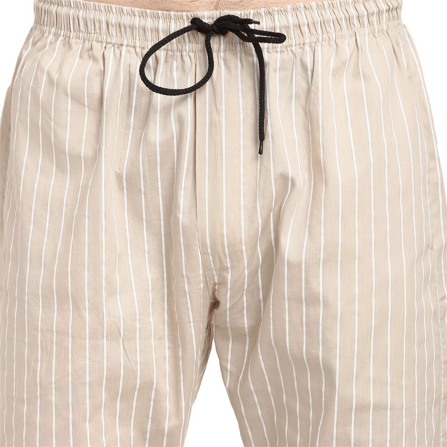 Indian Needle Men's Beige Cotton Striped Track Pants ( JOG 020Cream )