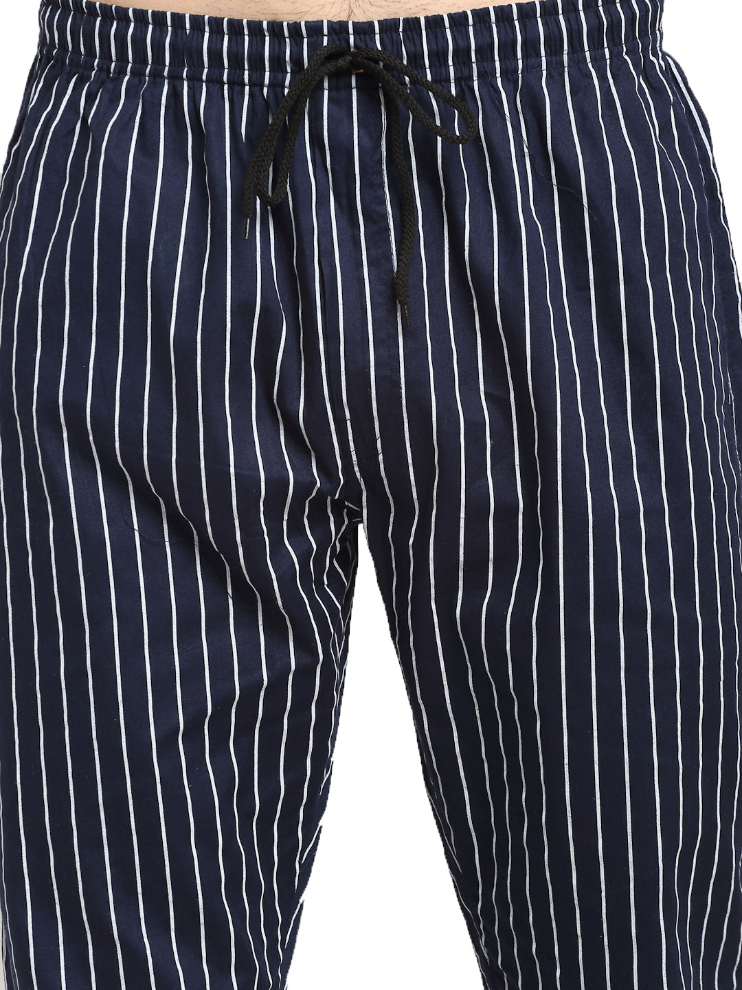 Indian Needle Men's Navy Blue Cotton Striped Track Pants ( JOG 020Navy )