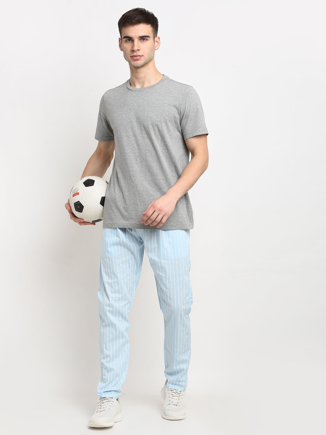 Indian Needle Men's Blue Cotton Striped Track Pants ( JOG 020Sky )