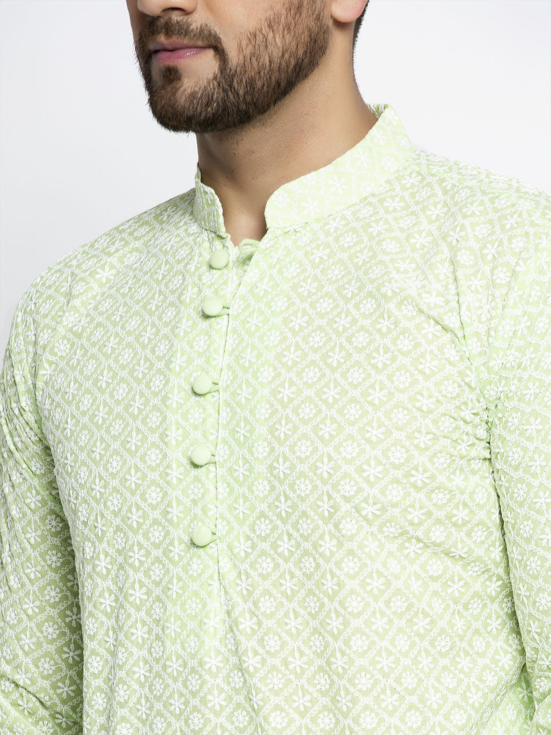 Jompers Men's Dark-Green Embroidered Kurta Payjama Sets ( JOKP 626Dark-Green )