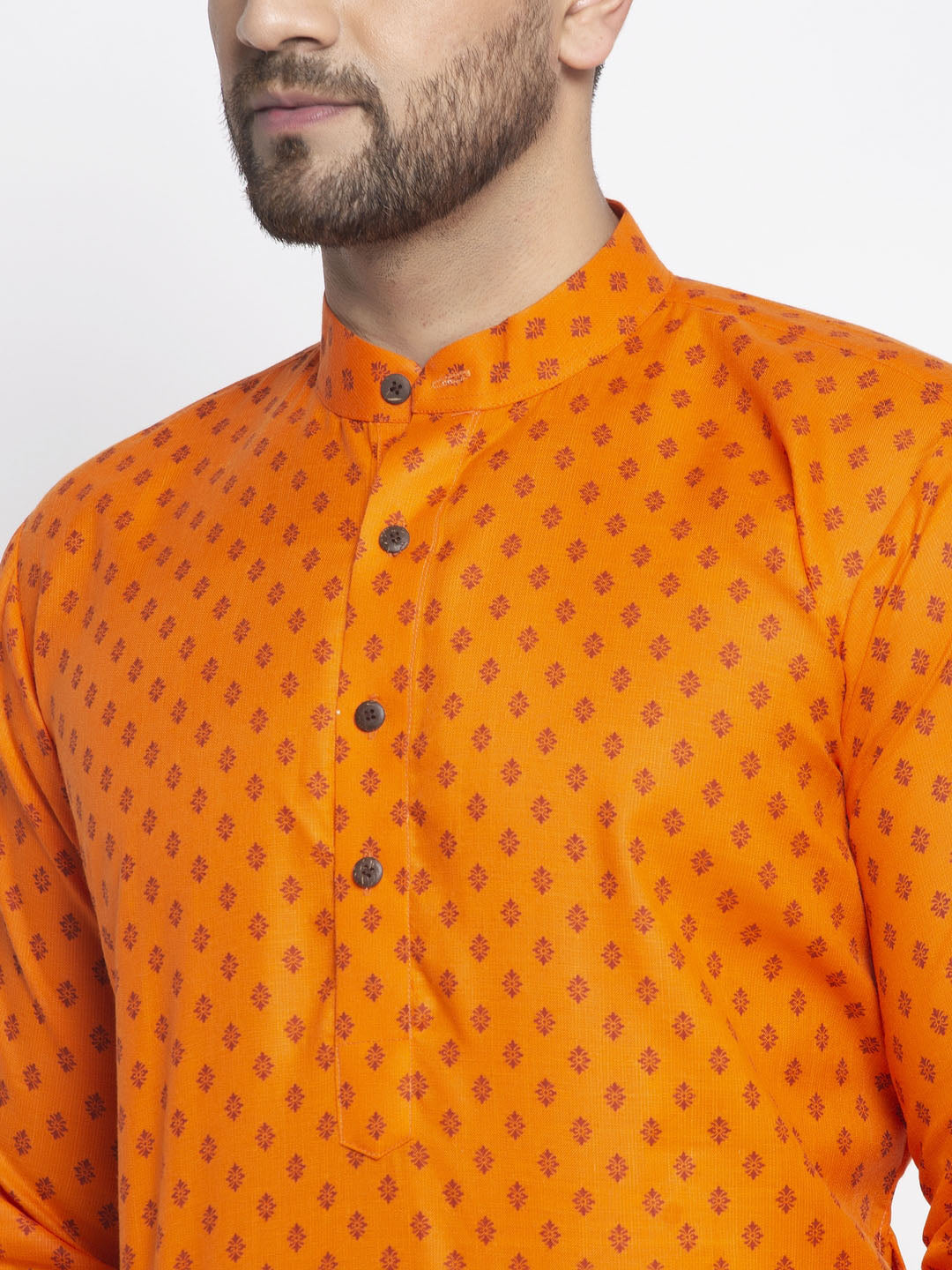 Jompers Men's Orange Printed Kurta Only ( KO 627Orange )