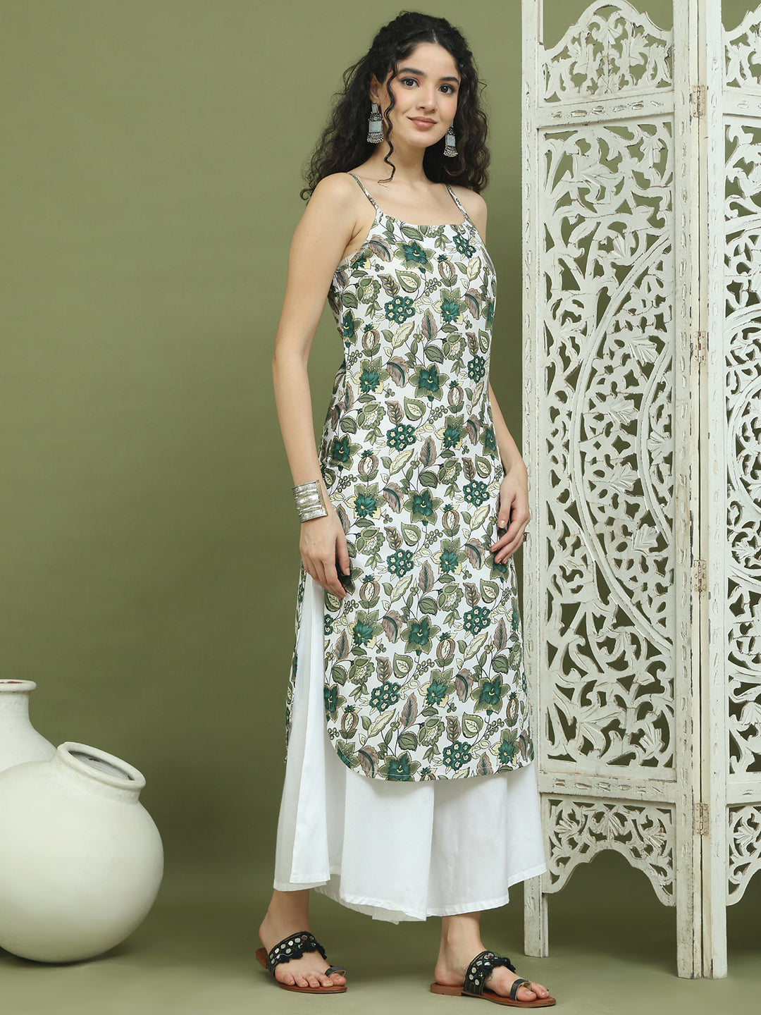 Foil Printed Rayon Kurta. ( JOK 1573 Green )