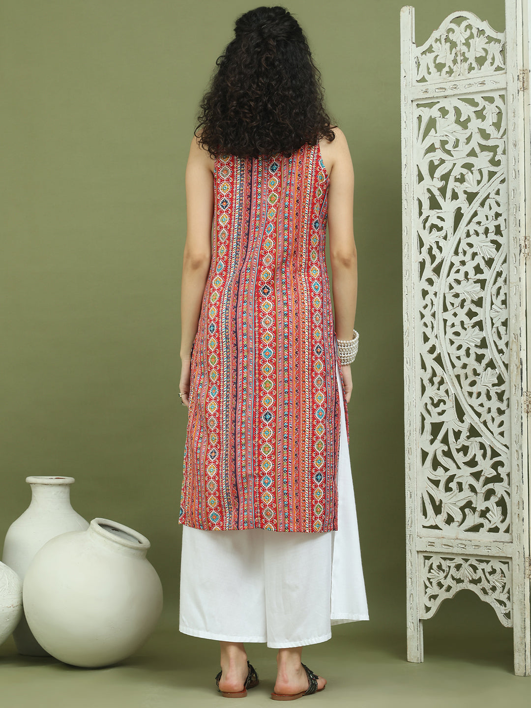 Foil Printed Rayon Kurta With Palazzos ( JOKPL 2137W 1574 Red )