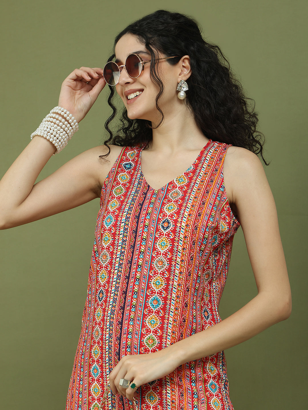 Foil Printed Rayon Kurta With Palazzos ( JOKPL 2137W 1574 Red )