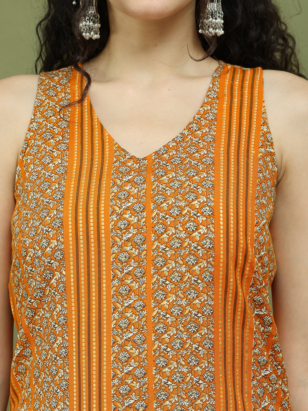 Foil Printed Rayon Kurta With Palazzos for Women ( JOKPL 2137W 1575 Yellow )