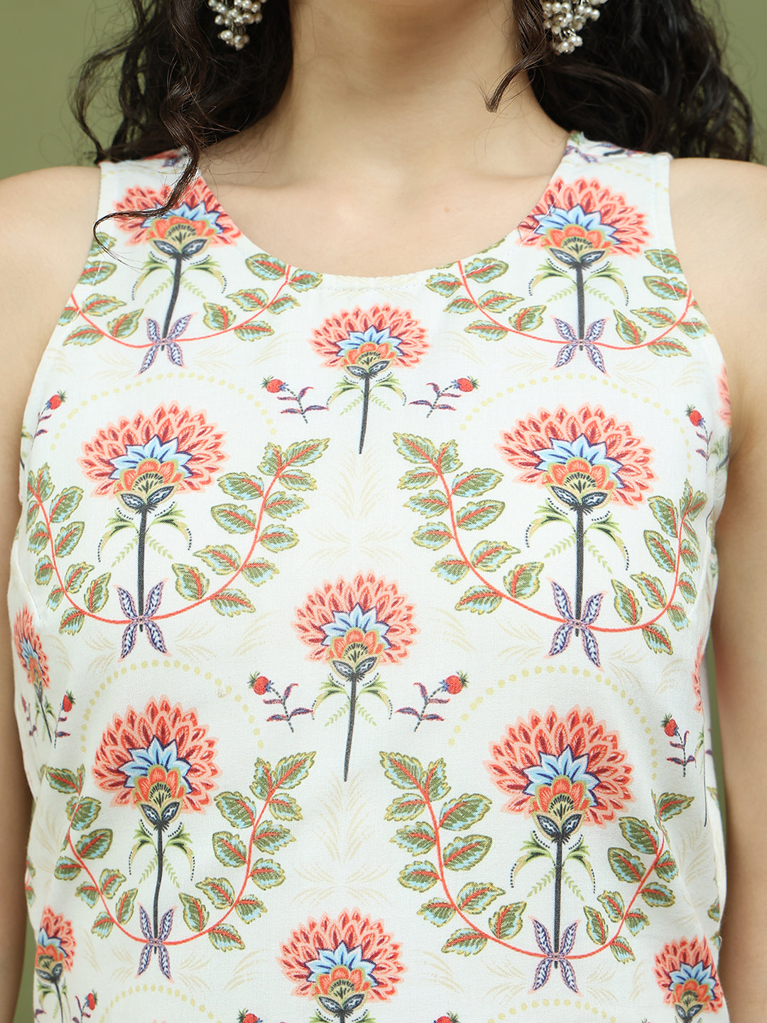 Printed Rayon Kurta for Women ( JOK 1580 Ivory )