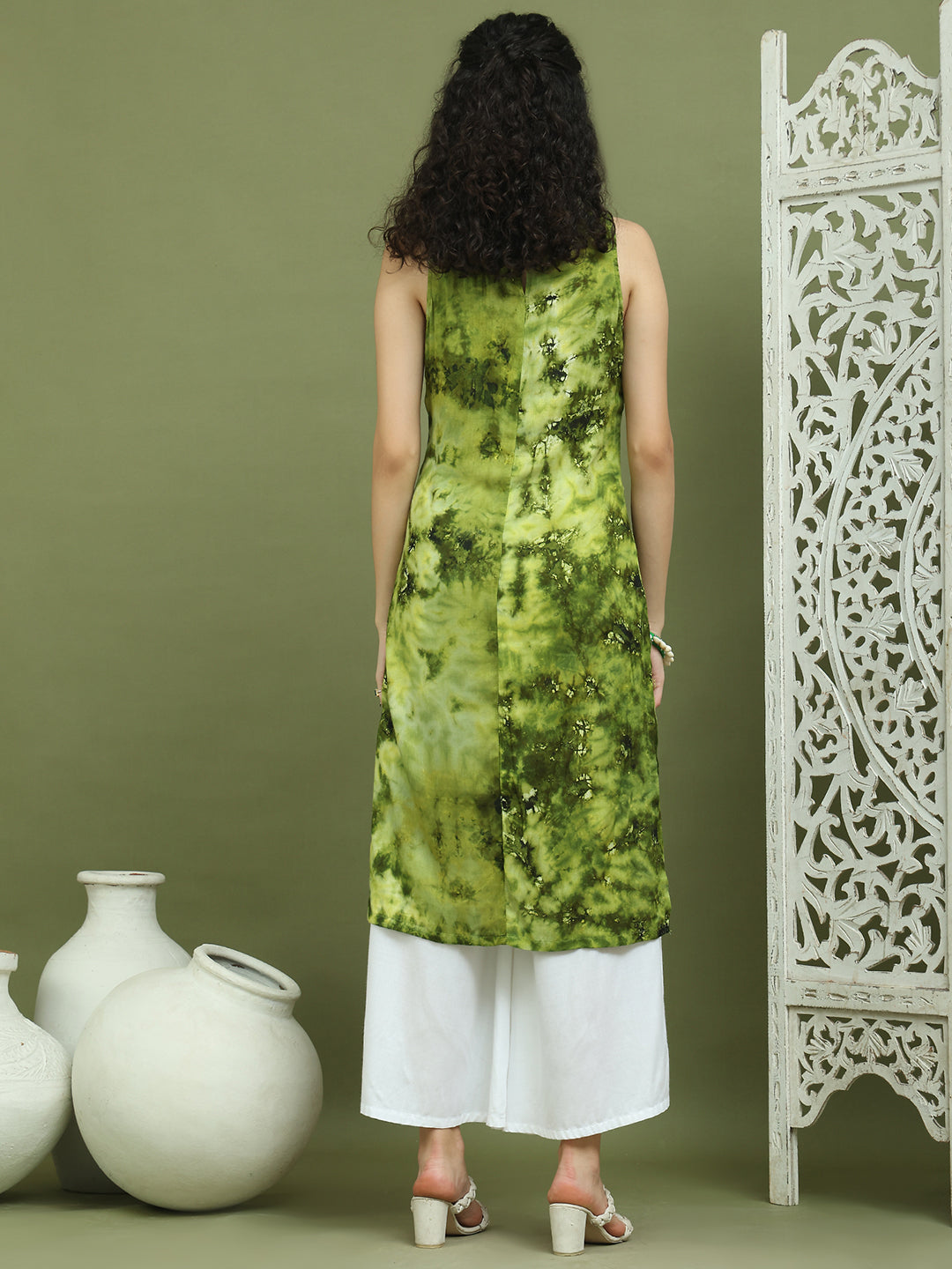 Printed Rayon Kurta for Women ( JOK 1580 Olive )