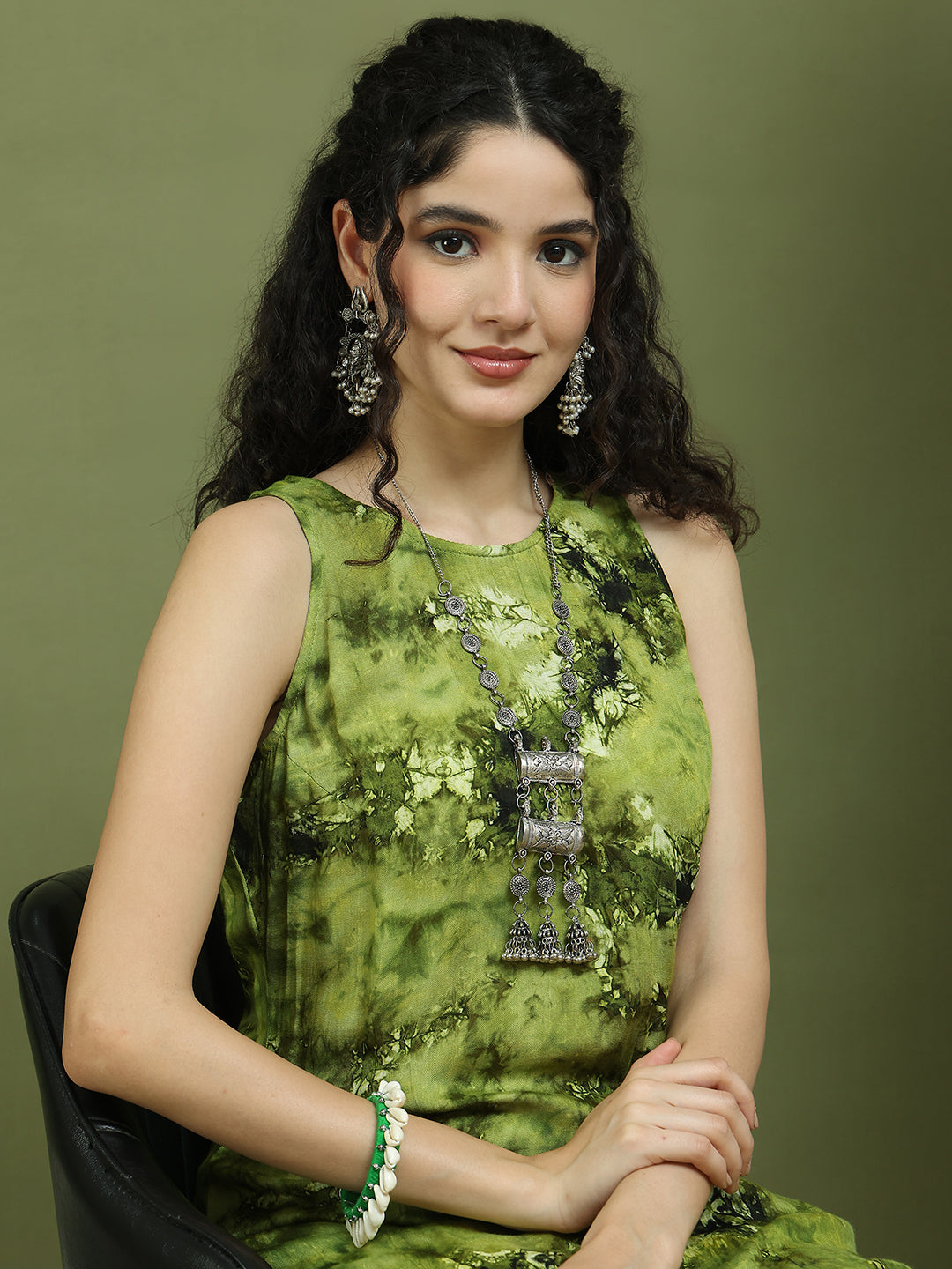 Printed Rayon Kurta for Women ( JOK 1580 Olive )
