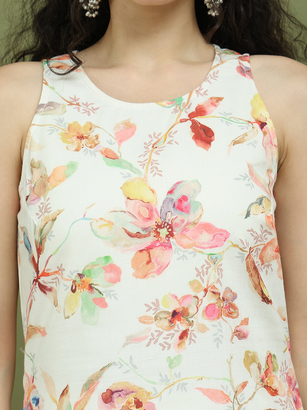 Printed Rayon Kurta for Women ( JOK 1580 White )