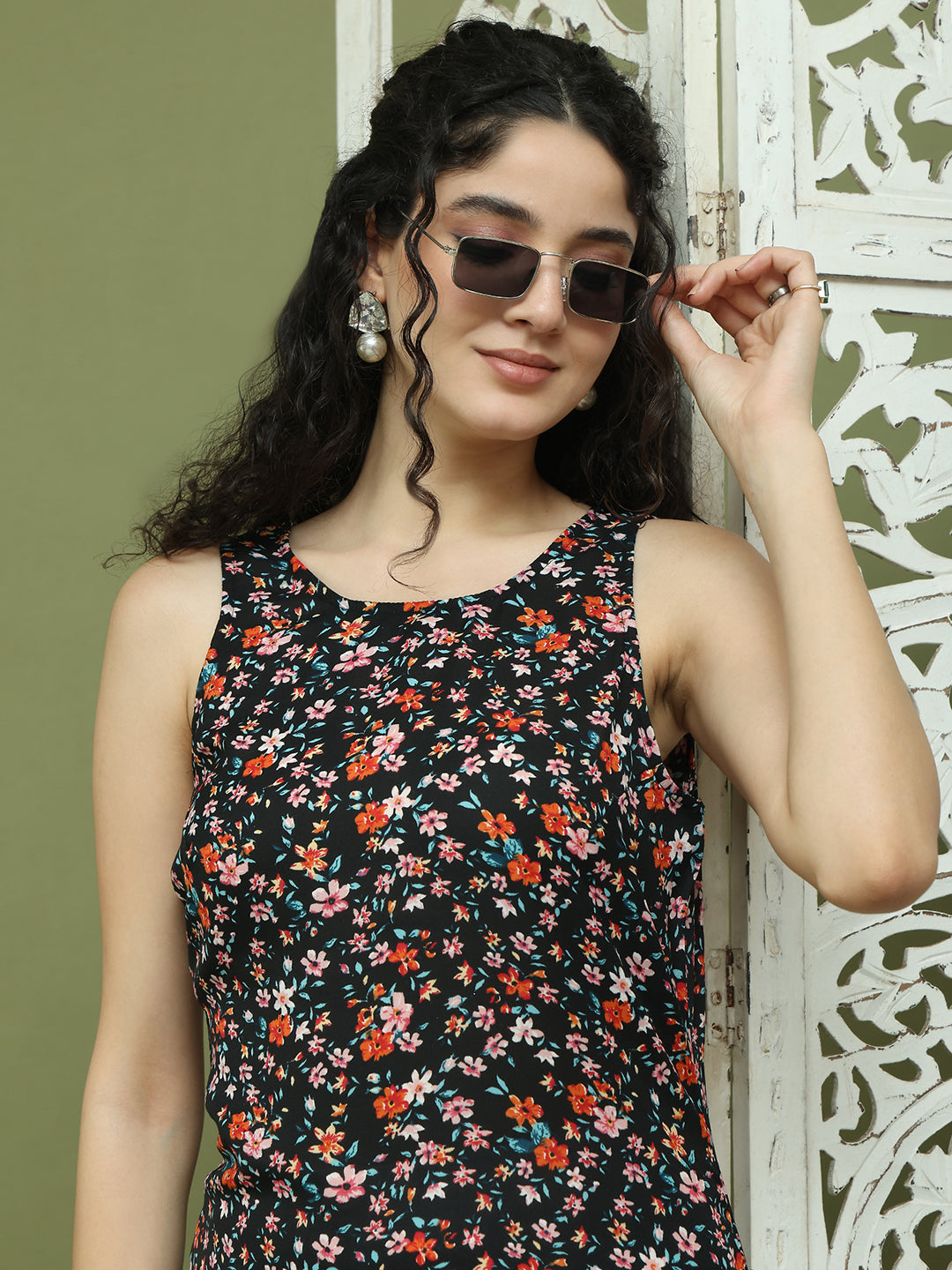 Women's Printed Rayon Kurtas ( JOK 1584 Black )