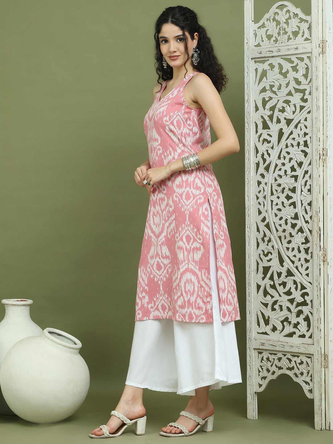 Women's Printed Rayon Kurtas ( JOK 1585 Pink )