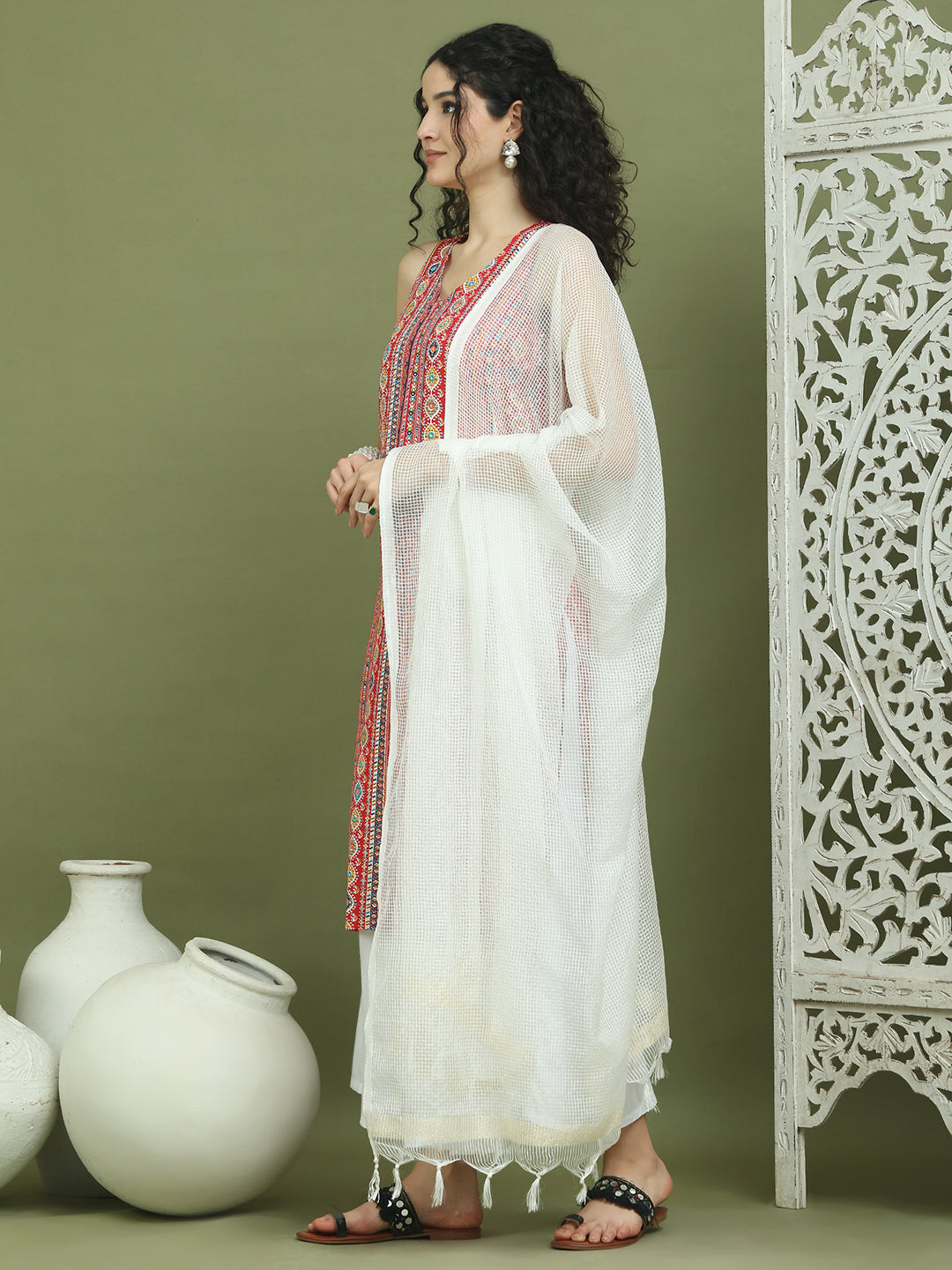 Foil Printed Rayon Kurta Palazzos With Dupatta ( JOKPL 2137W D31W 1574 Red )