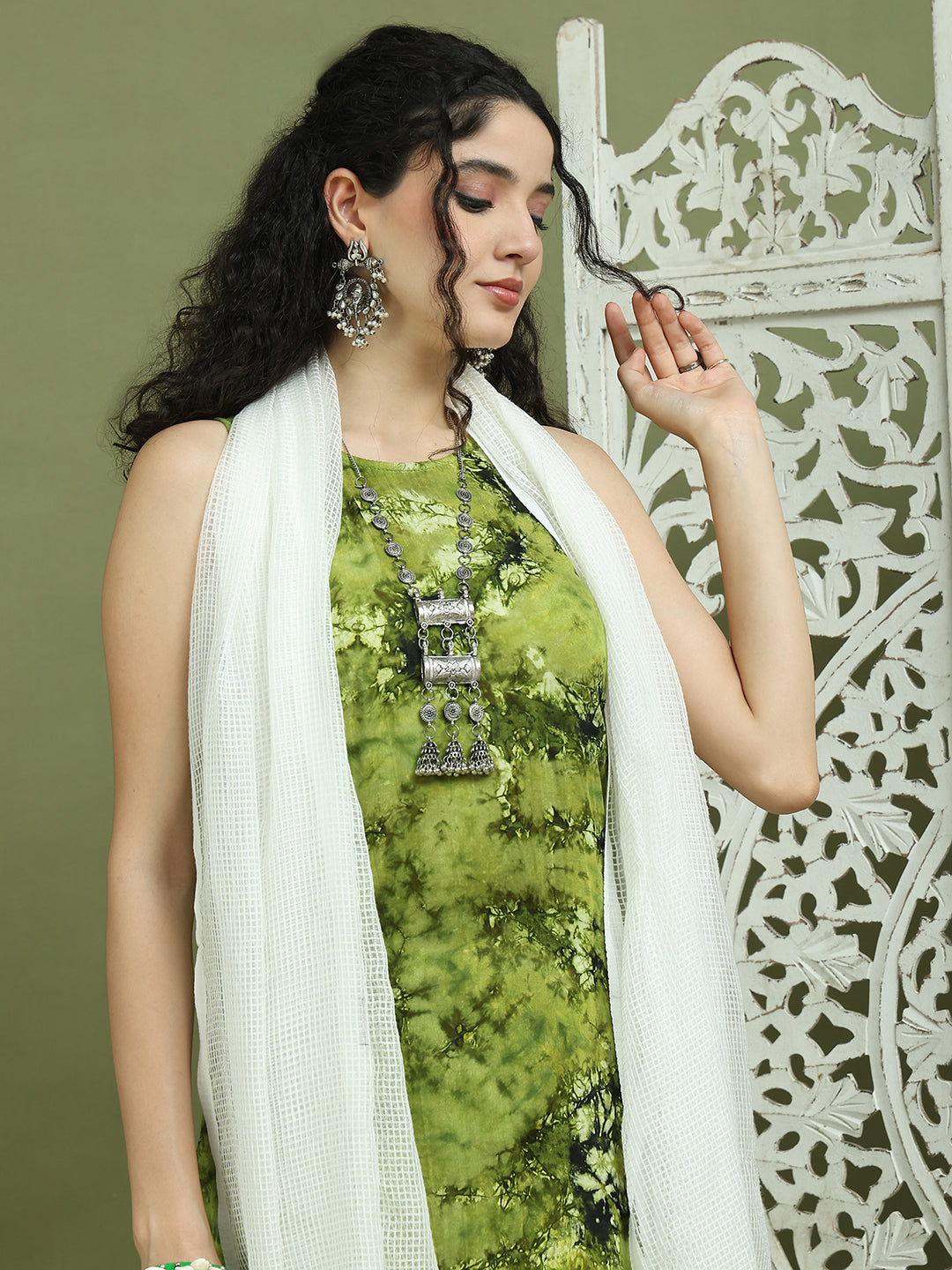 Printed Rayon Kurta Palazzo & Dupatta ( JOKPL 2137W D31W 1580 Olive )