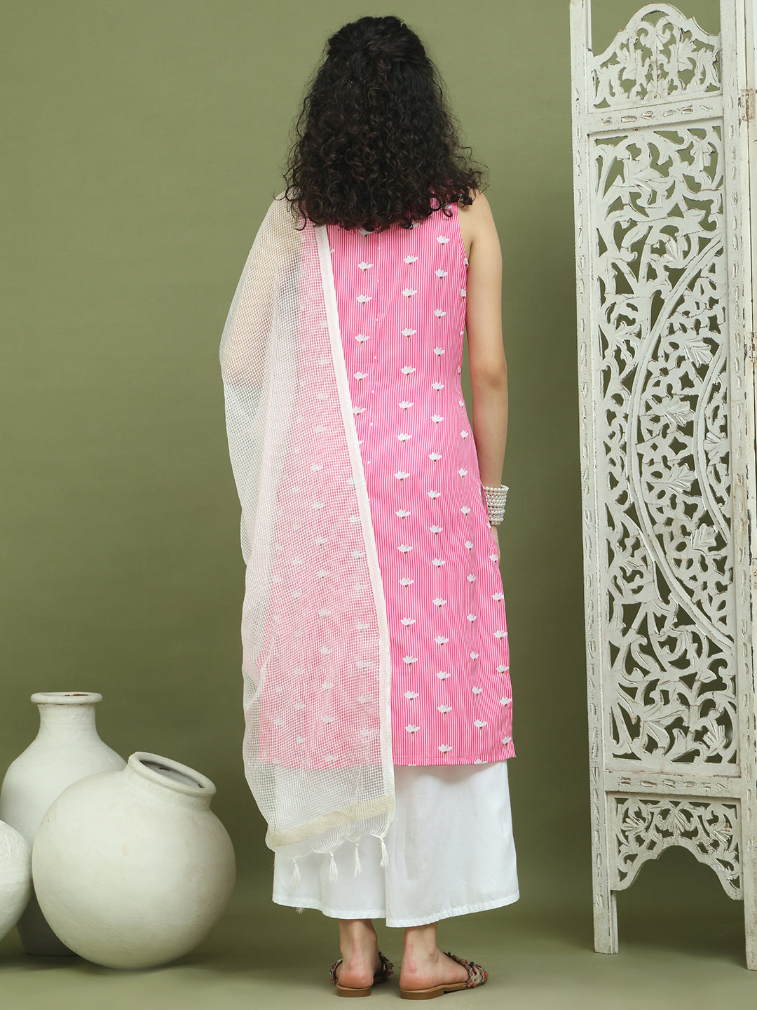 Printed Rayon Kurta Palazzo & Dupatta ( JOKPL 2137W D31W 1580 Pink )