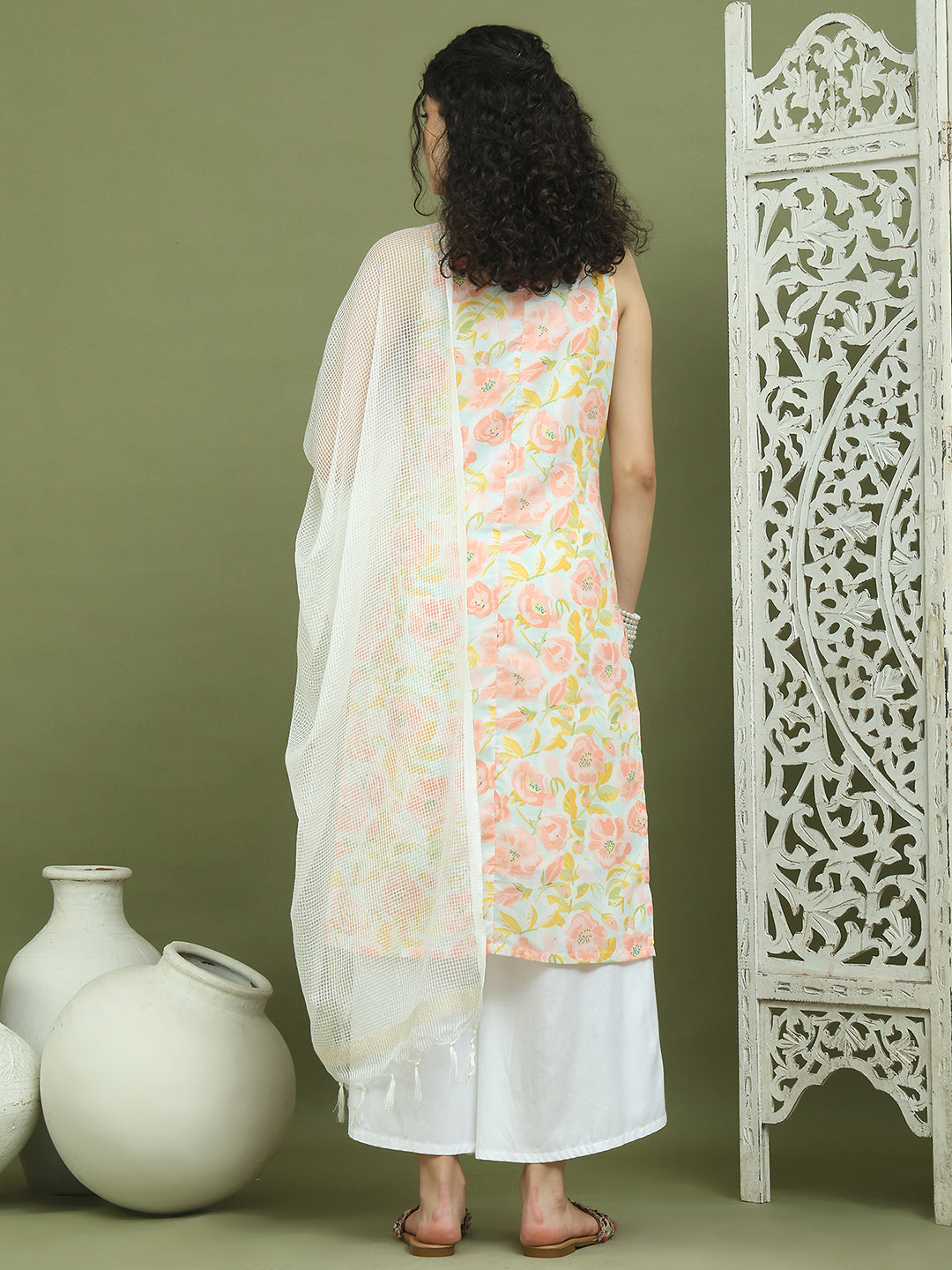 Printed Rayon Kurta Palazzo & Dupatta ( JOKPL 2137W D31W 1580 Sky )