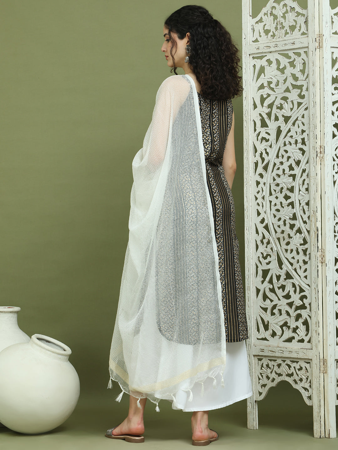 Foil Printed Rayon Kurta Palazzo Dupatta ( JOKPL 2137W D31W 1586 Black )