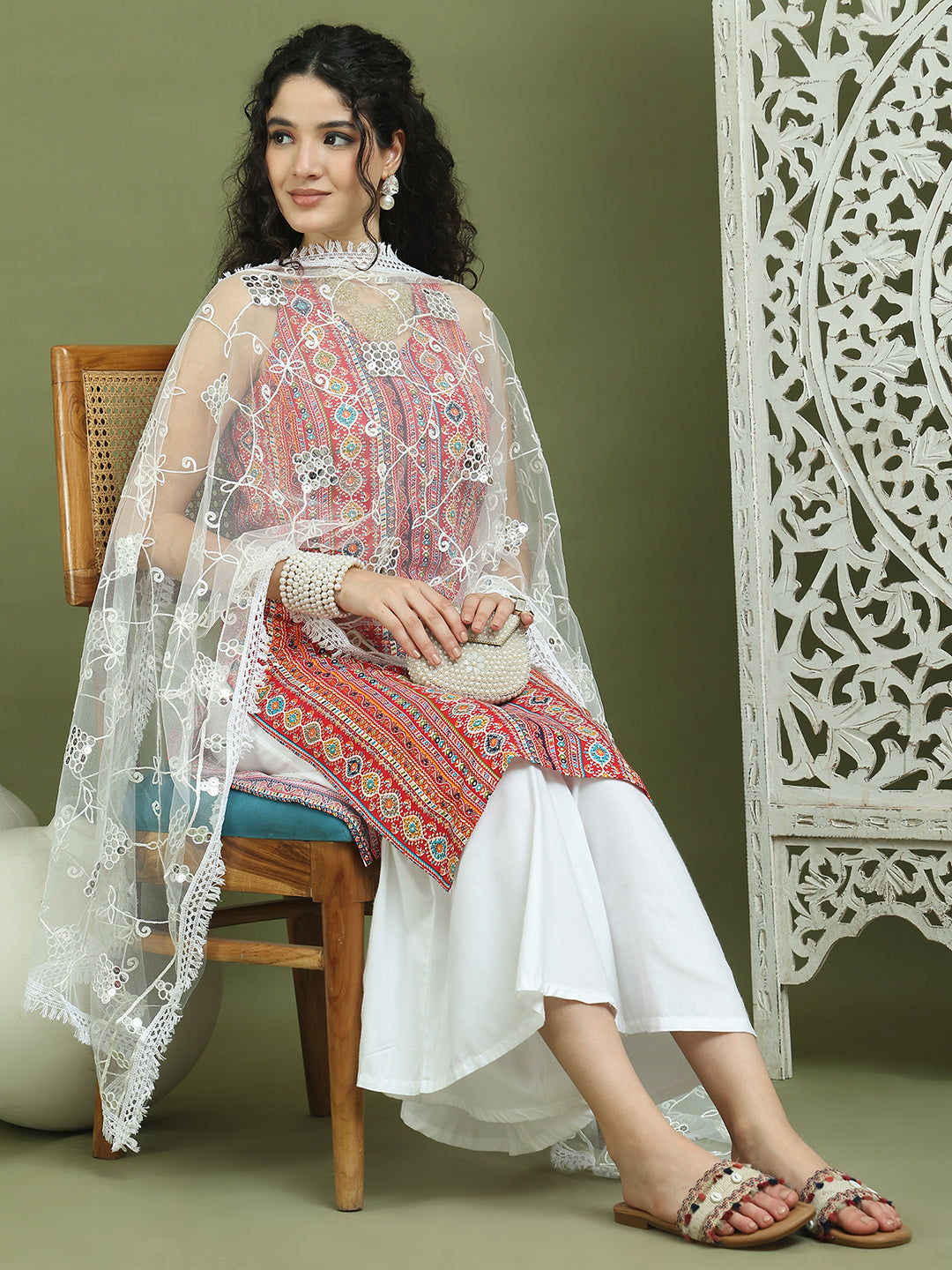 Foil Printed Rayon Kurta Palazzos With Dupatta ( JOKPL 2137W D67W 1574 Red )