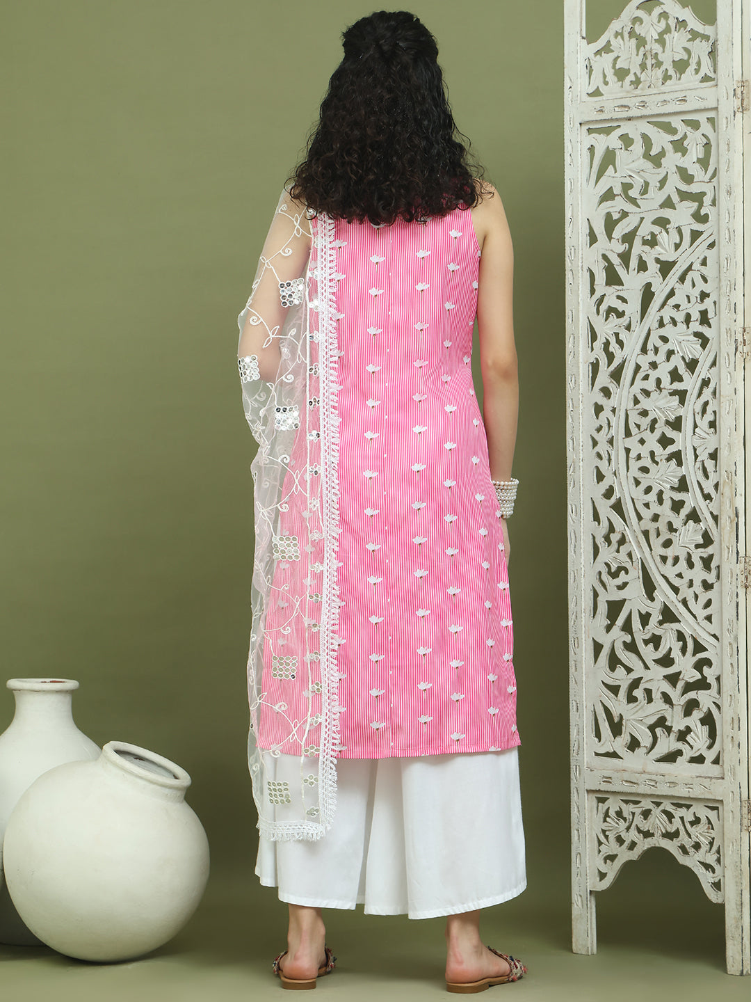 Printed Rayon Kurta Palazzo & Dupatta ( JOKPL 2137W D67W 1580 Pink )