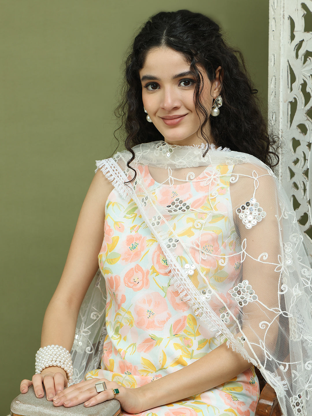 Printed Rayon Kurta Palazzo & Dupatta ( JOKPL 2137W D67W 1580 Sky )