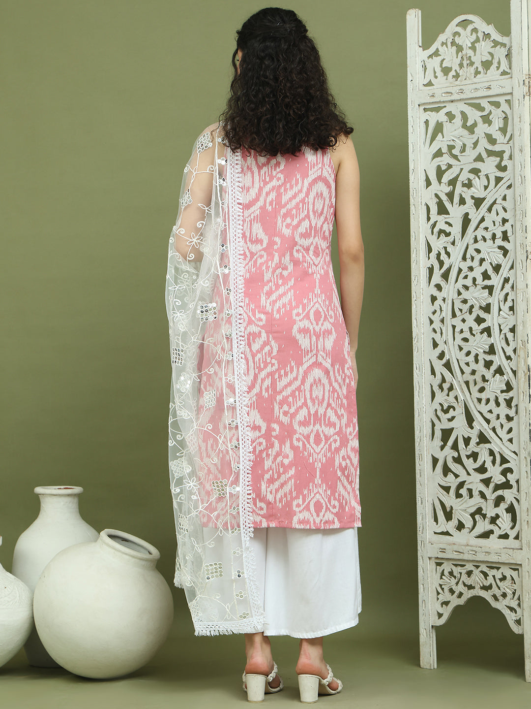 Printed Cotton Kurta Palazzo With Dupatta ( JOKPL 2137W D67W 1585 PInk )