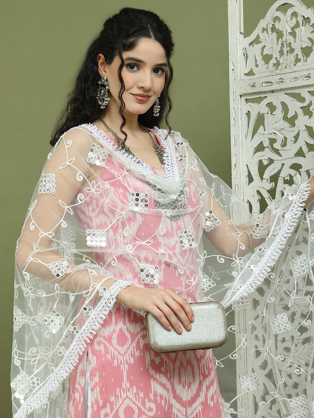 Printed Cotton Kurta Palazzo With Dupatta ( JOKPL 2137W D67W 1585 PInk )