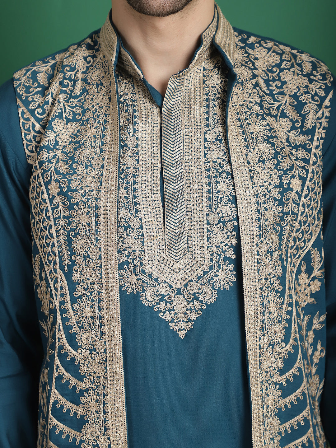 Men's Embroidered Waistcoat and Kurta Pyjama