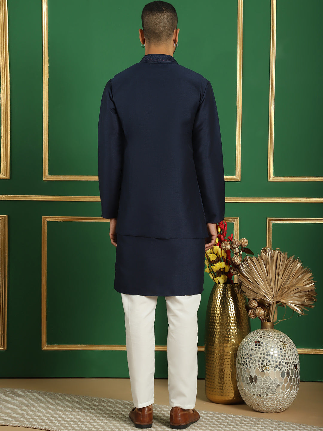 Men's Embroidered Waistcoat and Kurta Pyjama