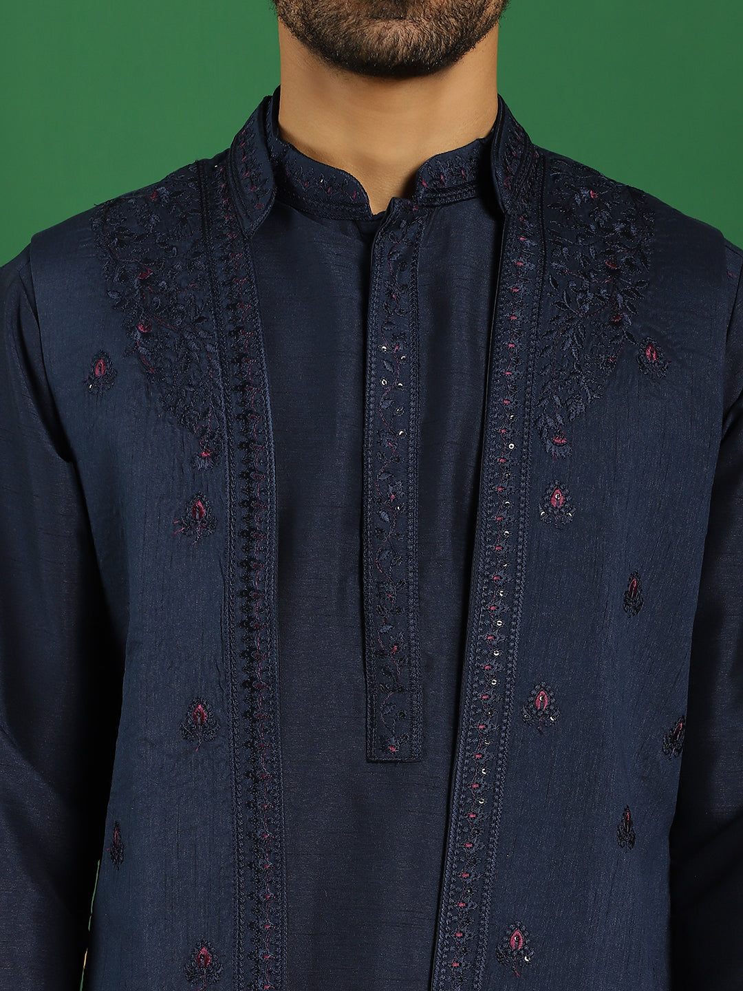 Men's Embroidered Waistcoat and Kurta Pyjama