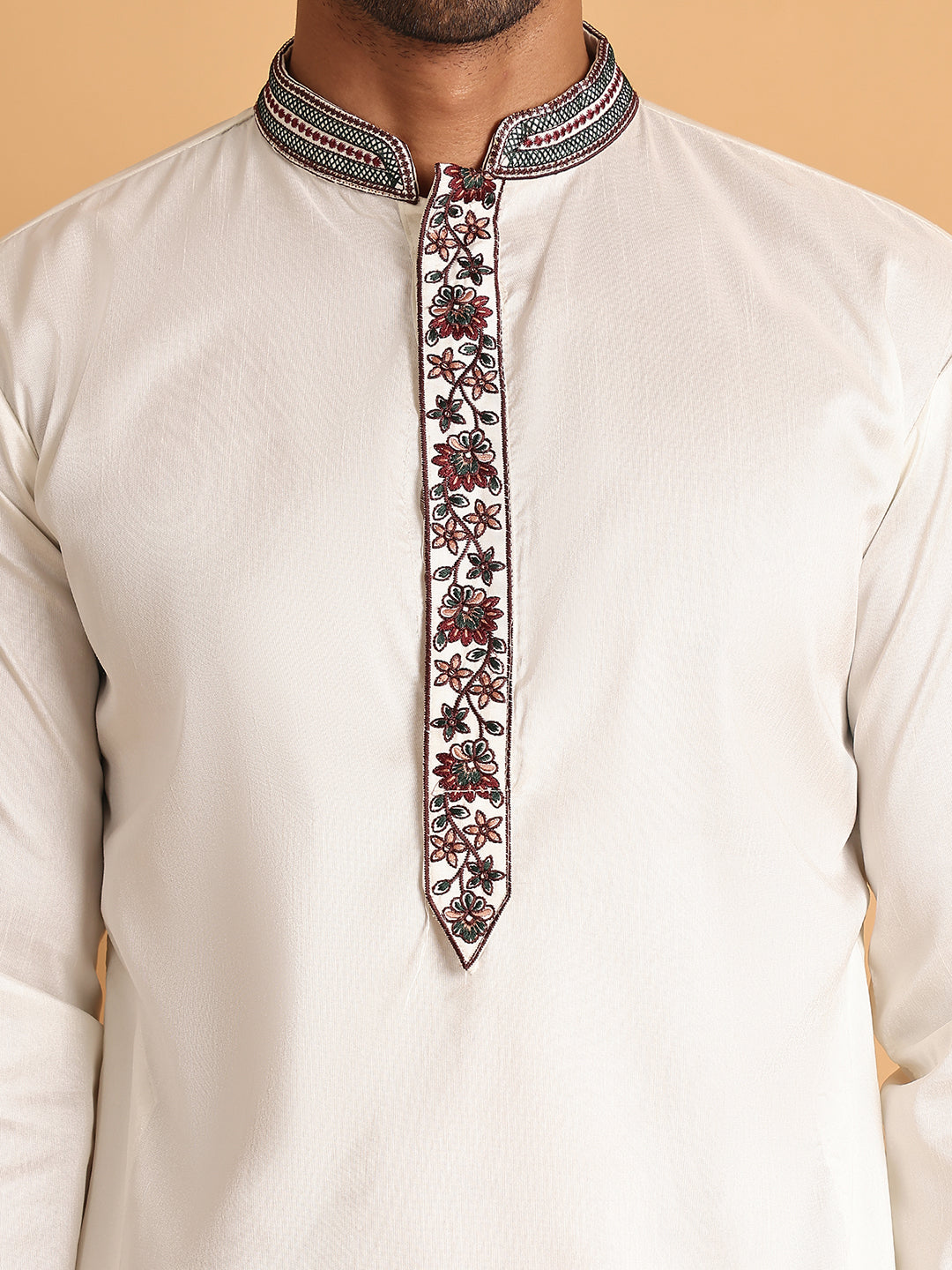 Embroidered Waistcoat and Kurta Pyjama For Men ( JOKPWCS 5114White )