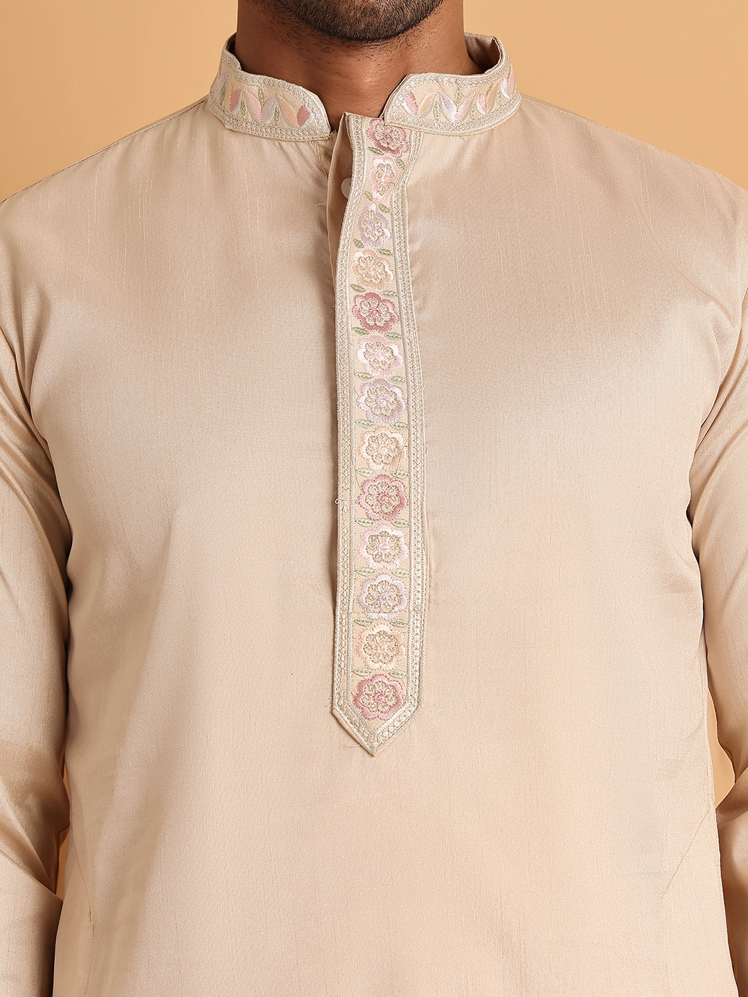 Embroidered Waistcoat and Kurta Pyjama For Men ( JOKPWCS 5115Cream )