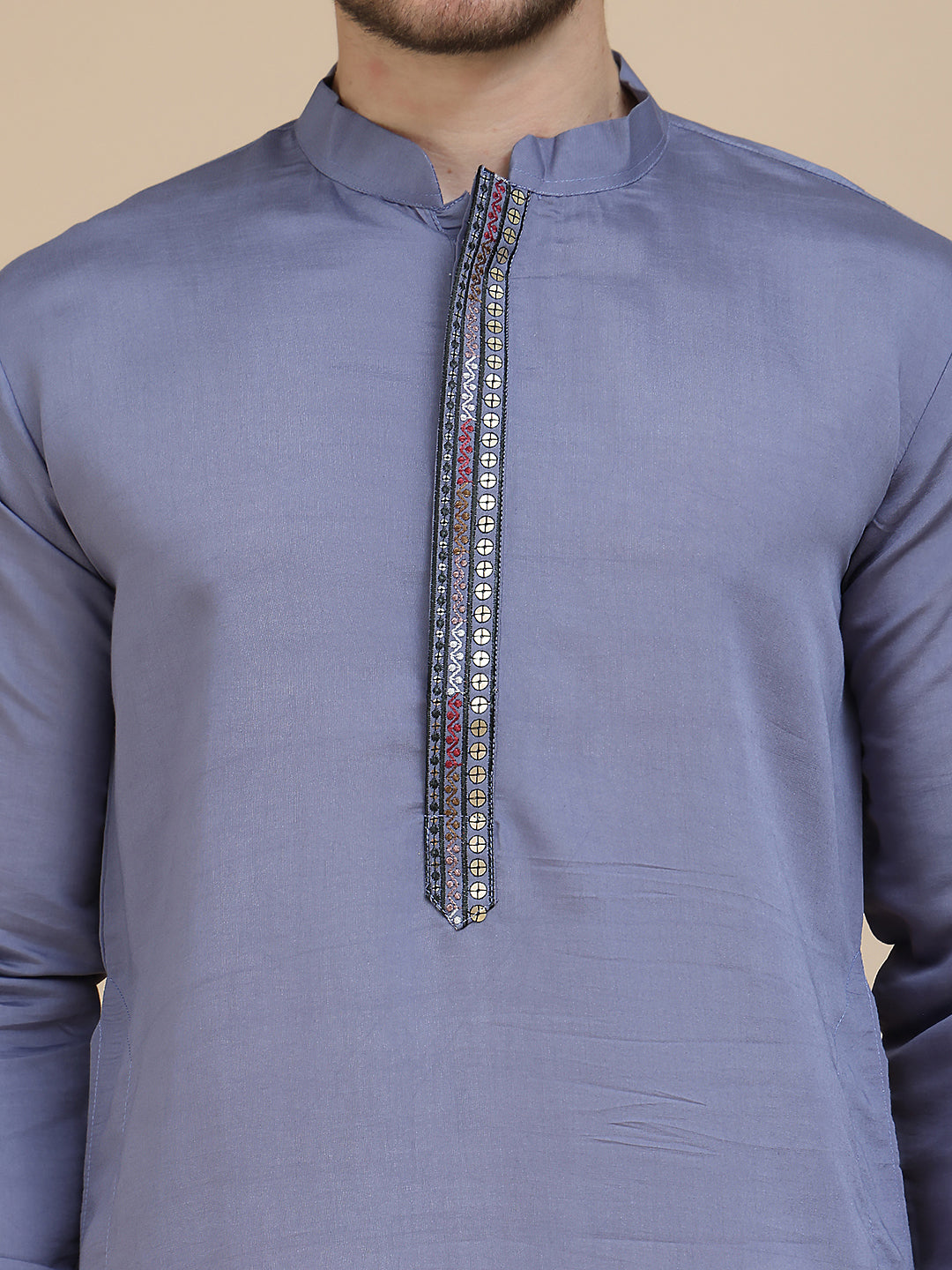 Embroidered Waistcoat and Kurta Pyjama For Men ( JOKPWCS W 5240 Purple )