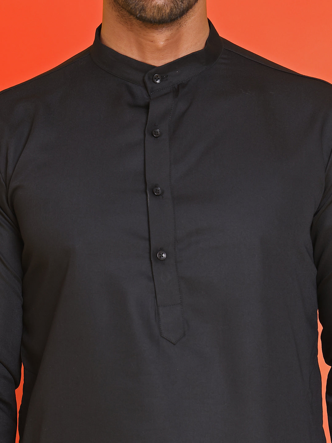 Embossed Nehru Jacket With Solid Kurta Pyjama ( JOKPWC 592B 4130 Black )
