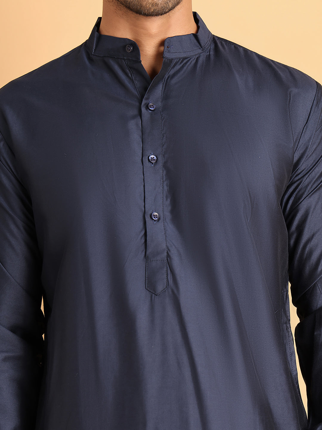 Men's Velvet Nehru Jacket With Solid Kurta Pyjama ( JOKPWC 592N 4118Navy )